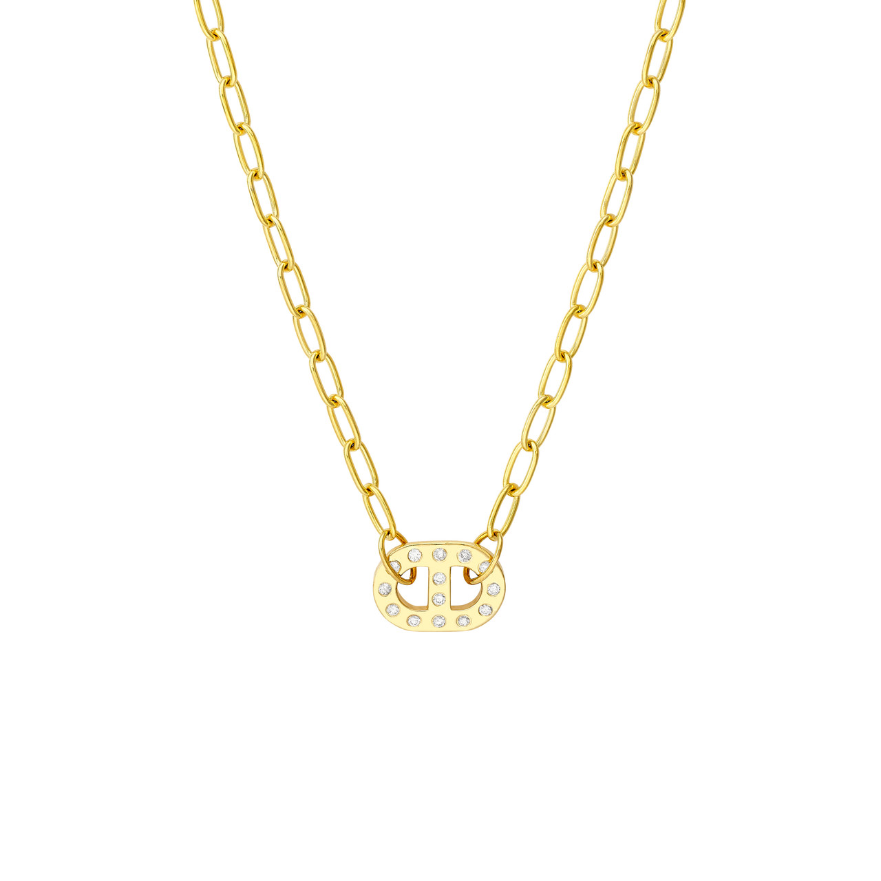 18-Inch Dot Diamond Mariner Paper Clip Necklace