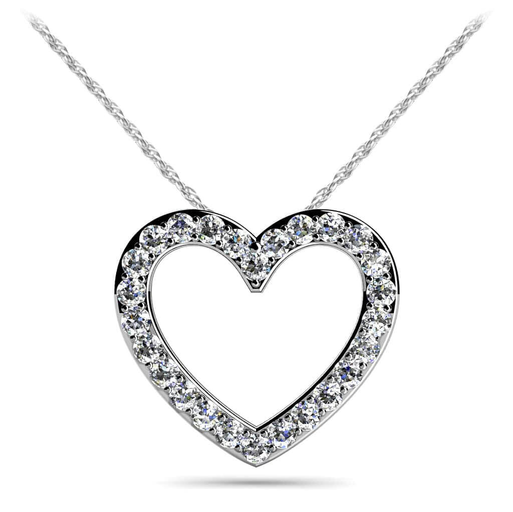 Slanted Circle of Life Heart Diamond Pendant 0.45 Carat Total Weight