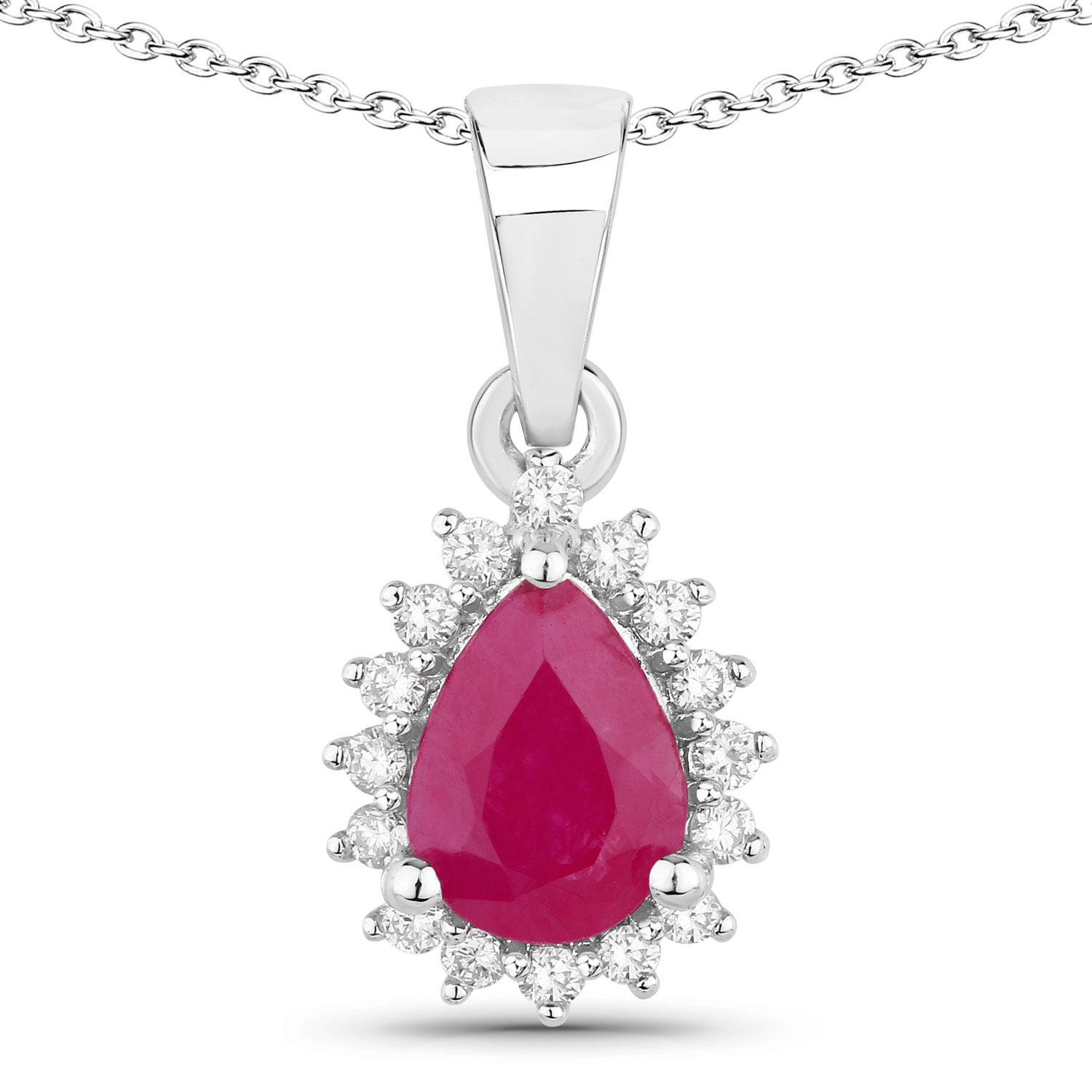 0.96 Carat Genuine Mozambique Ruby and Lab Grown Diamond .925 Sterling Silver Pendant Regular Quality