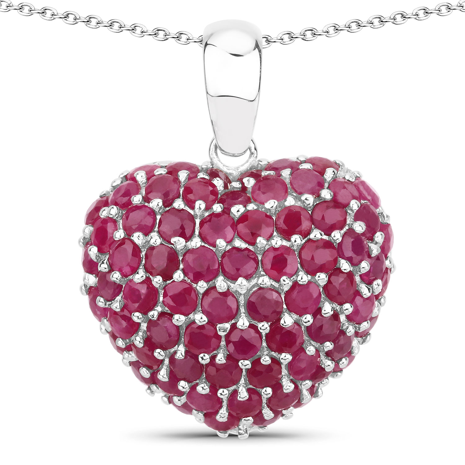 8.58 Carat Genuine Ruby .925 Sterling Silver Pendant Regular Quality