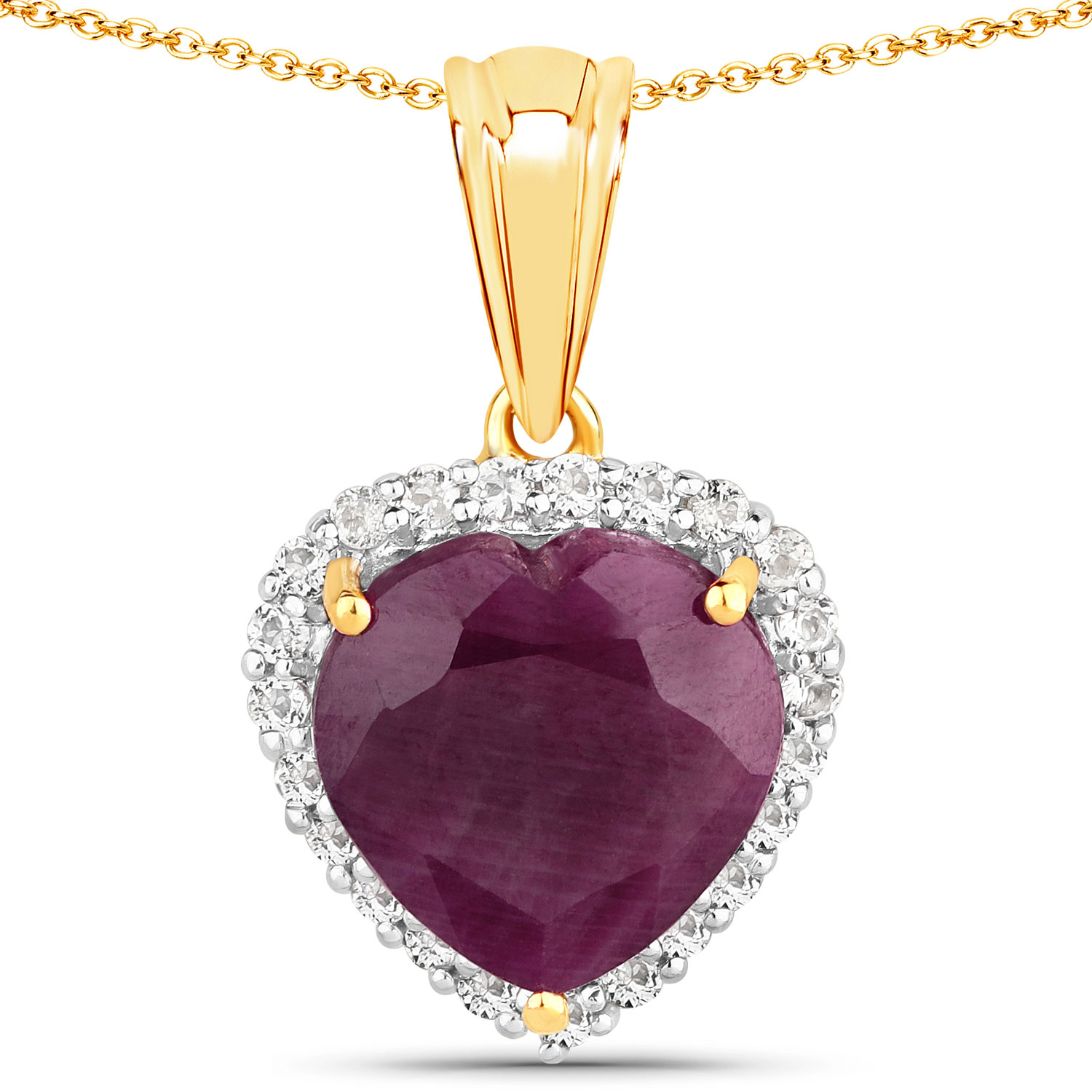 7.11 Carat Ruby and White Topaz .925 Sterling Silver Pendant Regular Quality