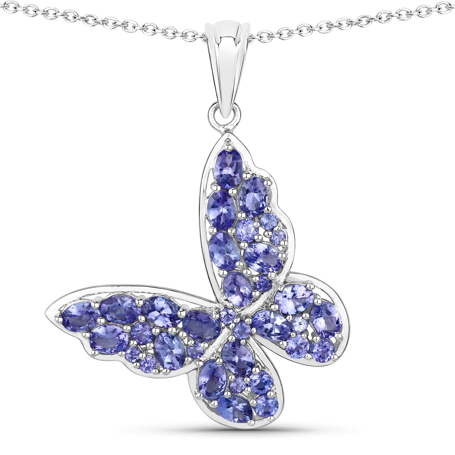 3.78 Carat Genuine Tanzanite .925 Sterling Silver Pendant Regular Quality