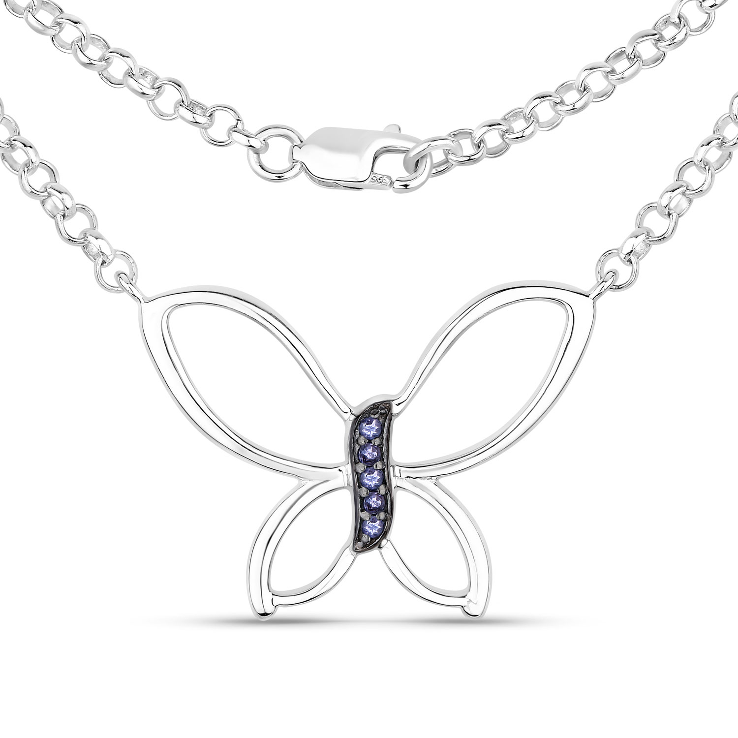 0.10 Carat Genuine Tanzanite .925 Sterling Silver Pendant Regular Quality