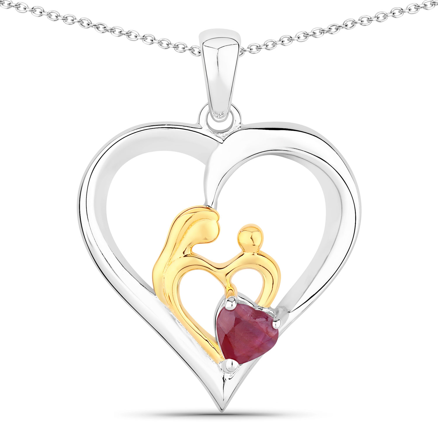 0.50 Carat Genuine Ruby .925 Sterling Silver Pendant Regular Quality
