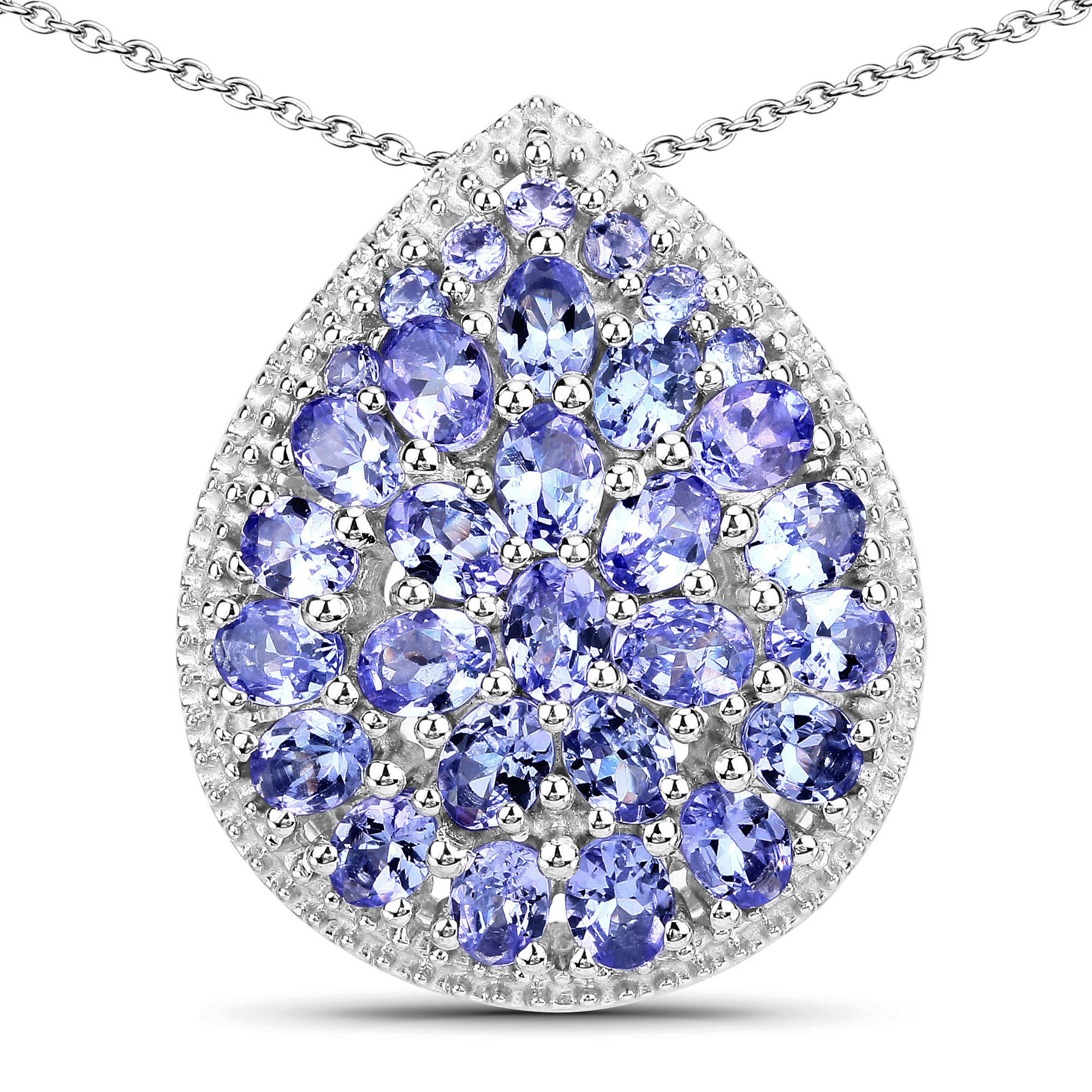 4.16 Carat Genuine Tanzanite .925 Sterling Silver Pendant Regular Quality