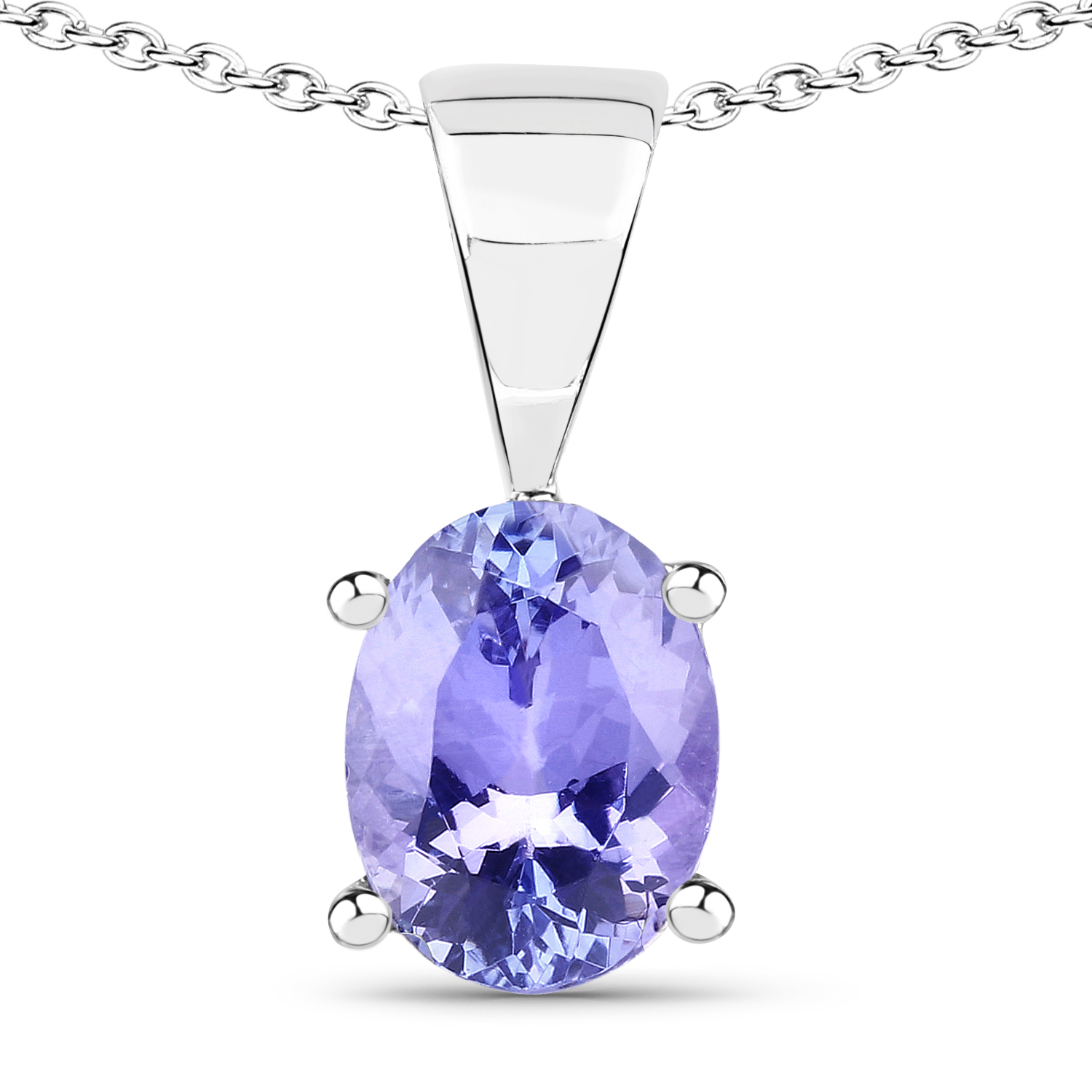 1.15 Carat Genuine Tanzanite .925 Sterling Silver Pendant Regular Quality