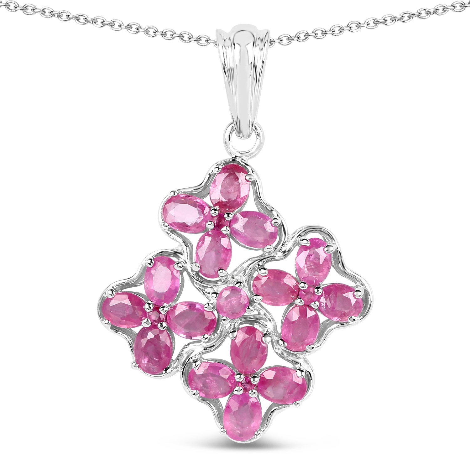 3.72 Carat Genuine Ruby .925 Sterling Silver Pendant Regular Quality