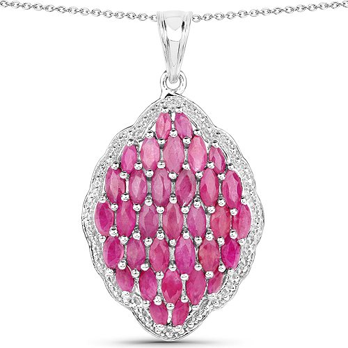 4.46 Carat Genuine Ruby .925 Sterling Silver Pendant Regular Quality