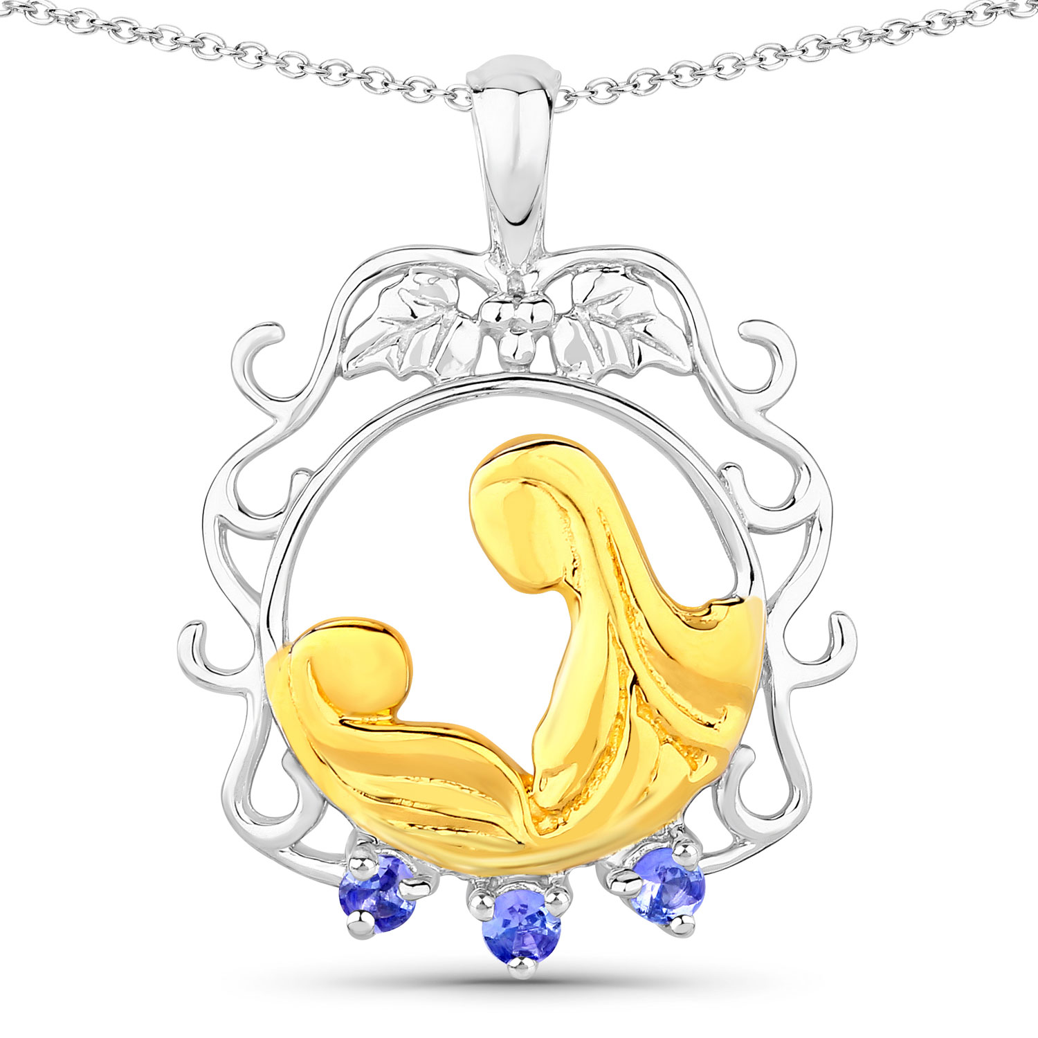 0.11 Carat Genuine Tanzanite .925 Sterling Silver Pendant Regular Quality