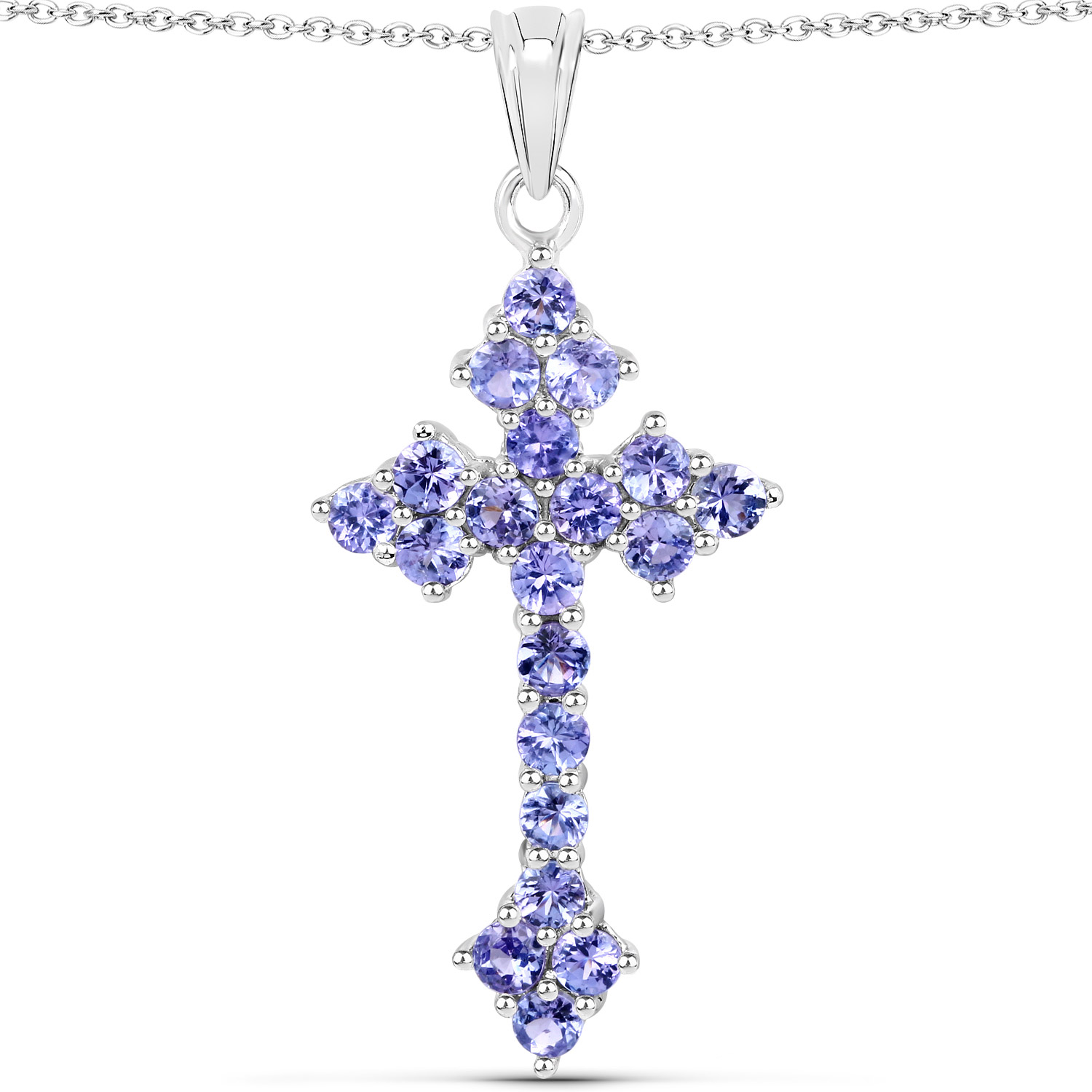 2.00 Carat Genuine Tanzanite .925 Sterling Silver Pendant Regular Quality