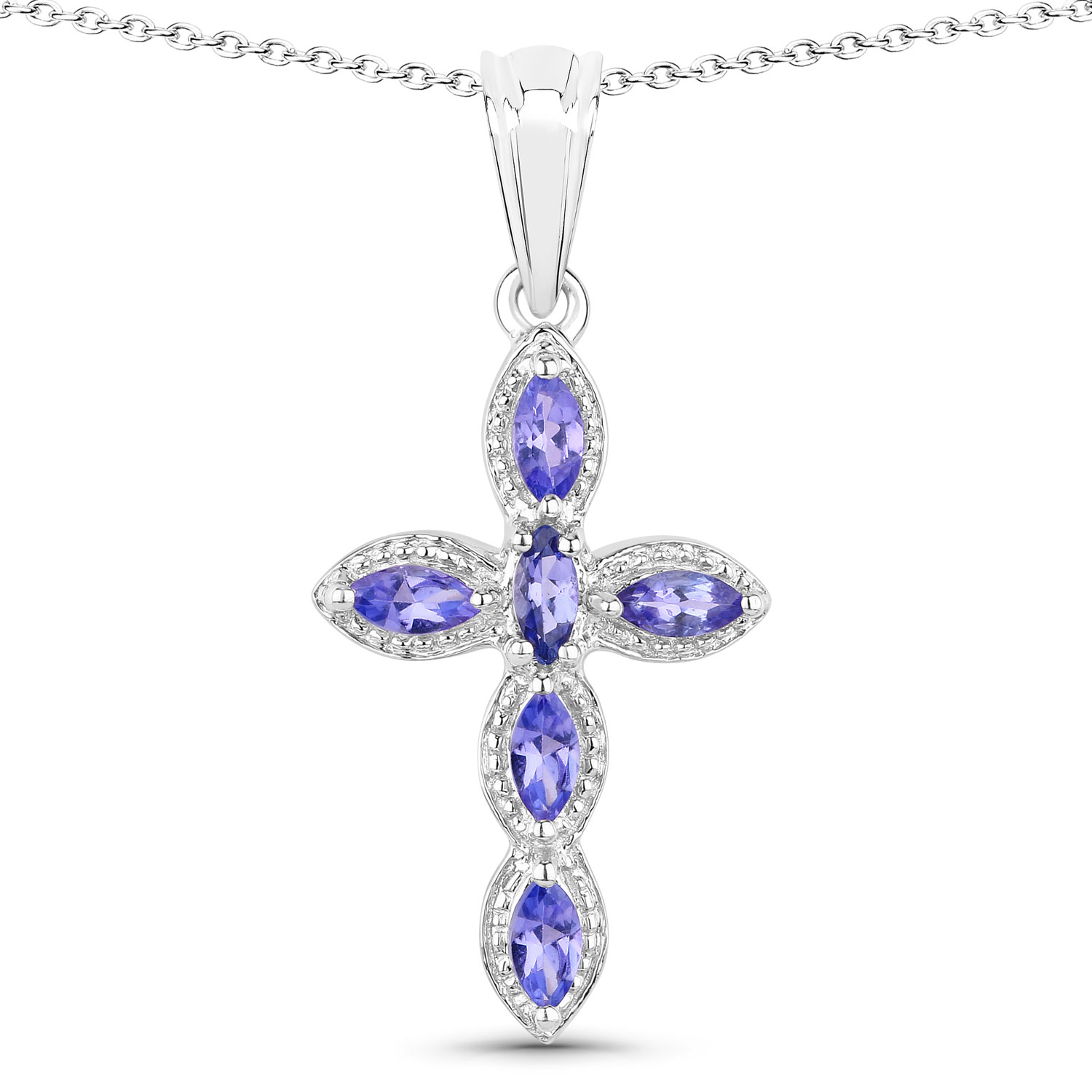 0.84 Carat Genuine Tanzanite .925 Sterling Silver Pendant Regular Quality