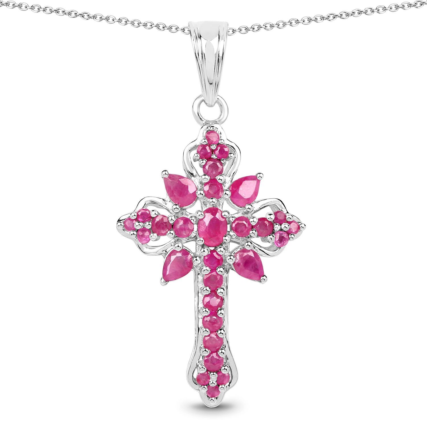 1.85 Carat Genuine Ruby Sterling Silver Pendant Regular Quality