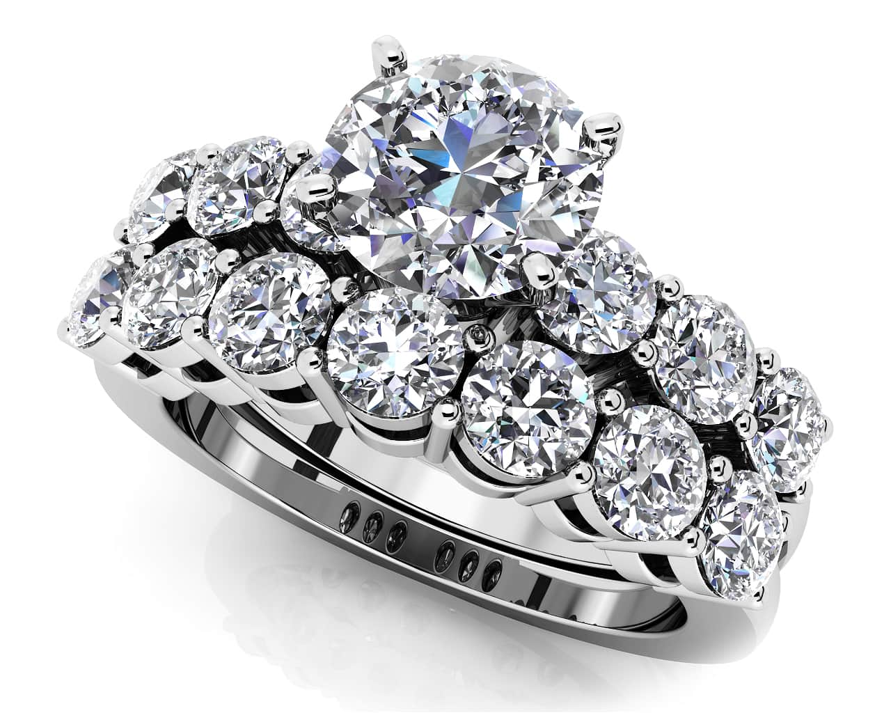 Lucky Seven Bridal Set Ring 1.87 Carat Total Weight