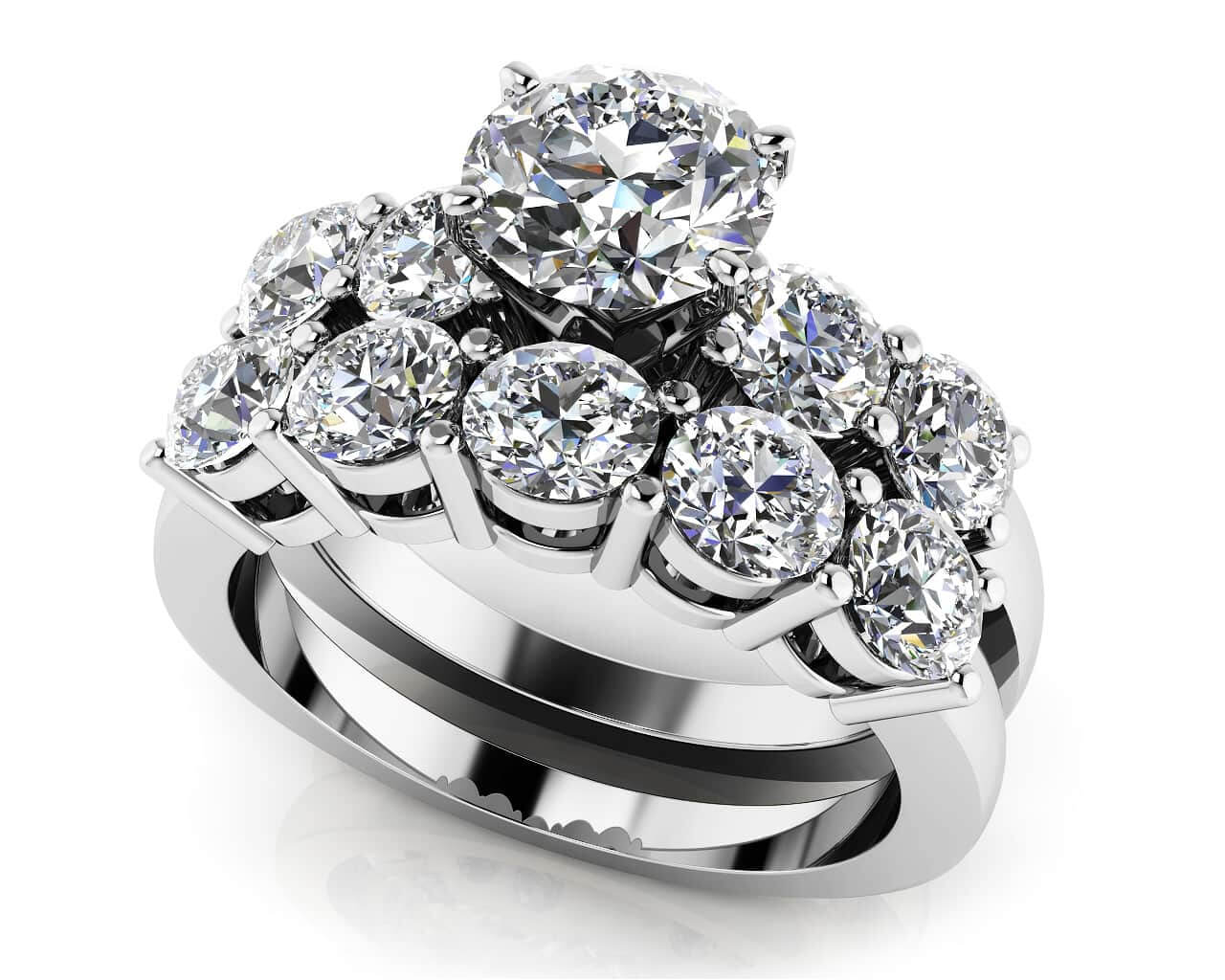 Four Prong Five Across Bridal Set Ring 2.39 Carat Total Weight