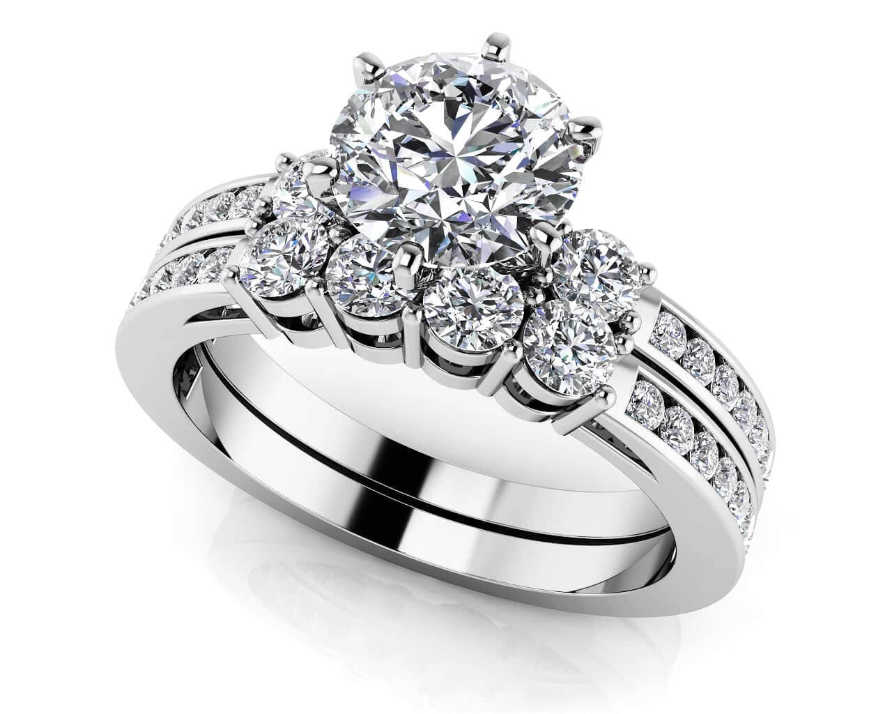 Three Across Plus Bridal Set Ring 1.25 Carat Total Weight