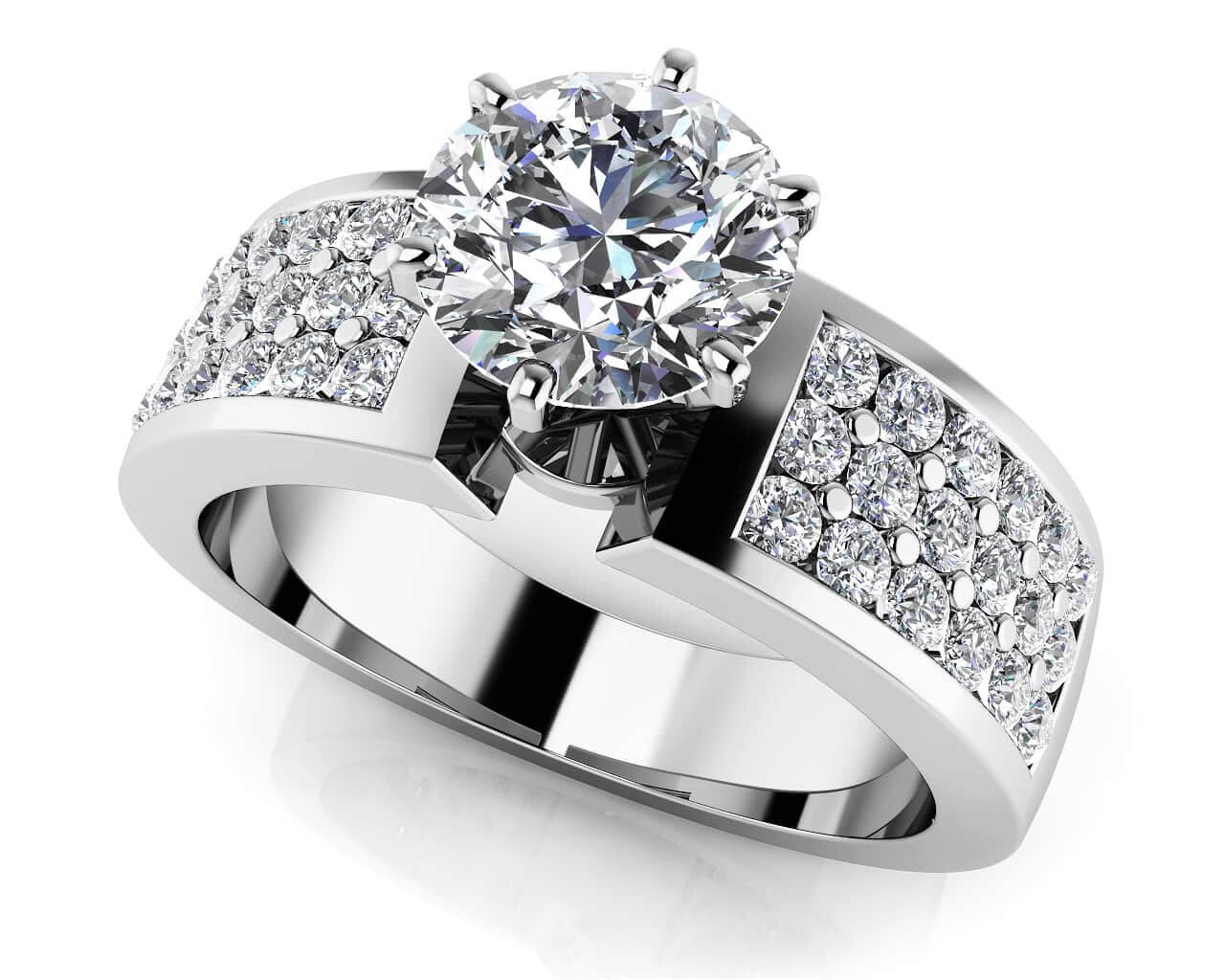 Triple Channel 6 Prong Engagement Ring 1.04 Carat Total Weight