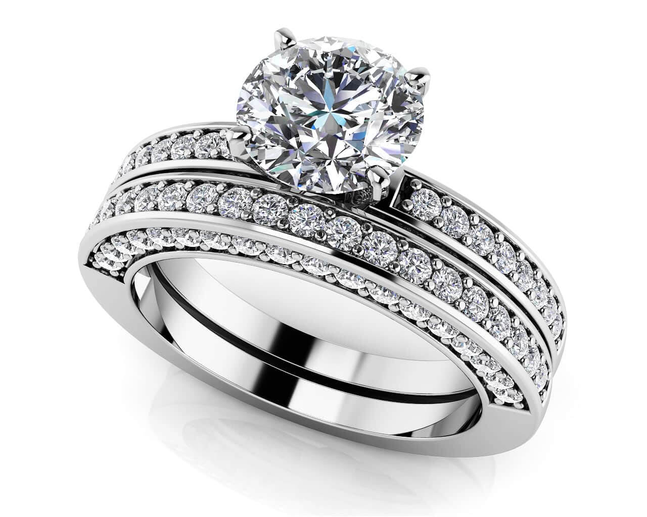 Vintage Look Bridal Set Ring 1.68 Carat Total Weight
