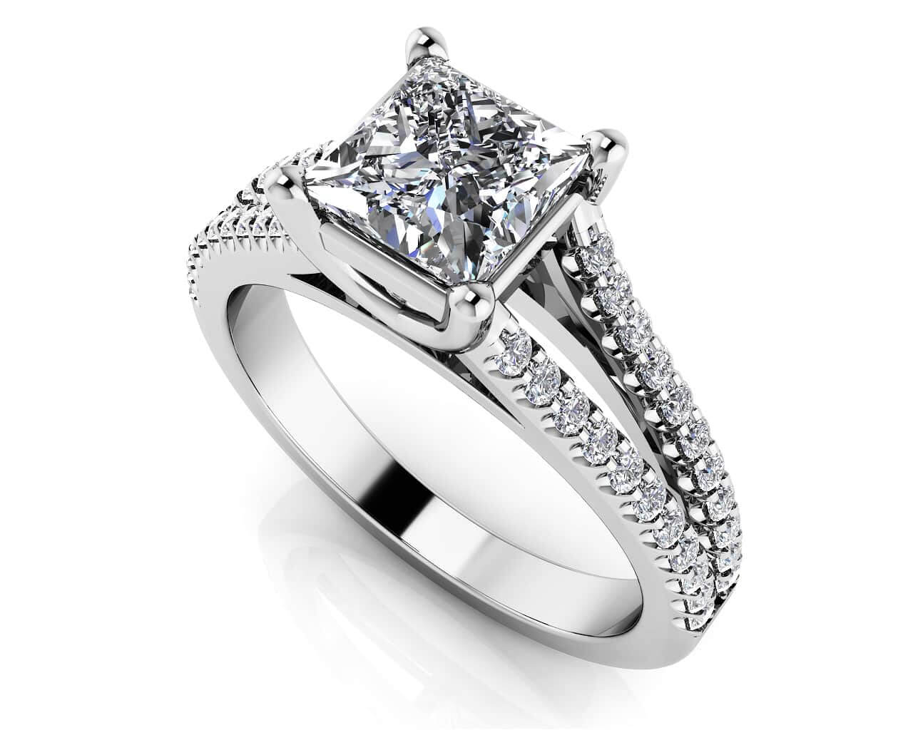 Split Shank Princess Cut Engagement Ring 0.84 Carat Total Weight