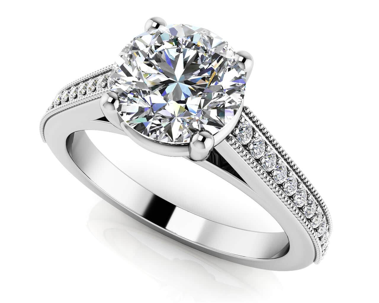 Milgrain Detailed Diamond Engagement Ring 0.67 Carat Total Weight