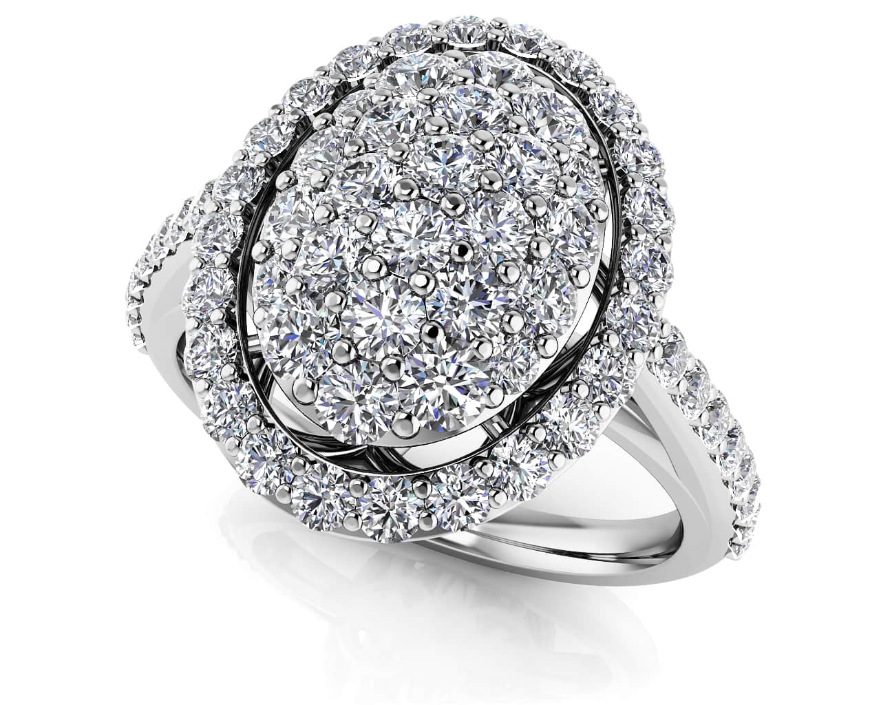 Oval Illusion Diamond Accented Ring 1.0 Carat Total Weight