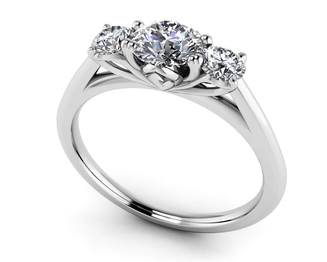 Classic Three Stone Diamond Wedding Ring 0.82 Carat Total Weight