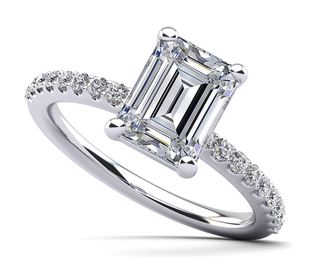Enchanting Emerald Cut Diamond Engagement Ring 1.0 Carat Total Weight