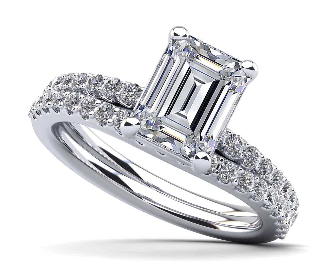 Emerald Dream Diamond Bridal Set Ring 1.25 Carat Total Weight