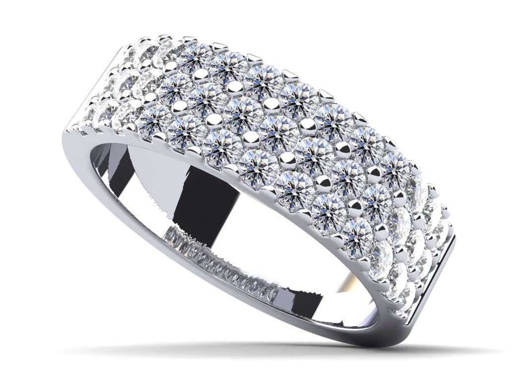 Three Row Brilliance Diamond Ring 1.0 Carat Total Weight