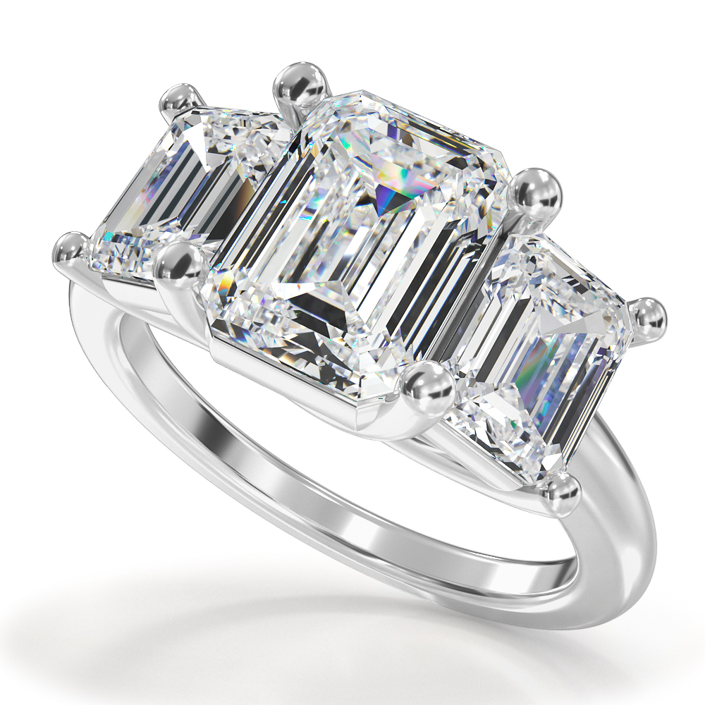 Stunning 3 Stone Emerald Cut Diamond Ring 2.1 Carat Total Weight