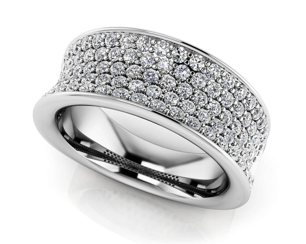 Exquisite Pave Anniversary Ring 1.09 Carat Total Weight