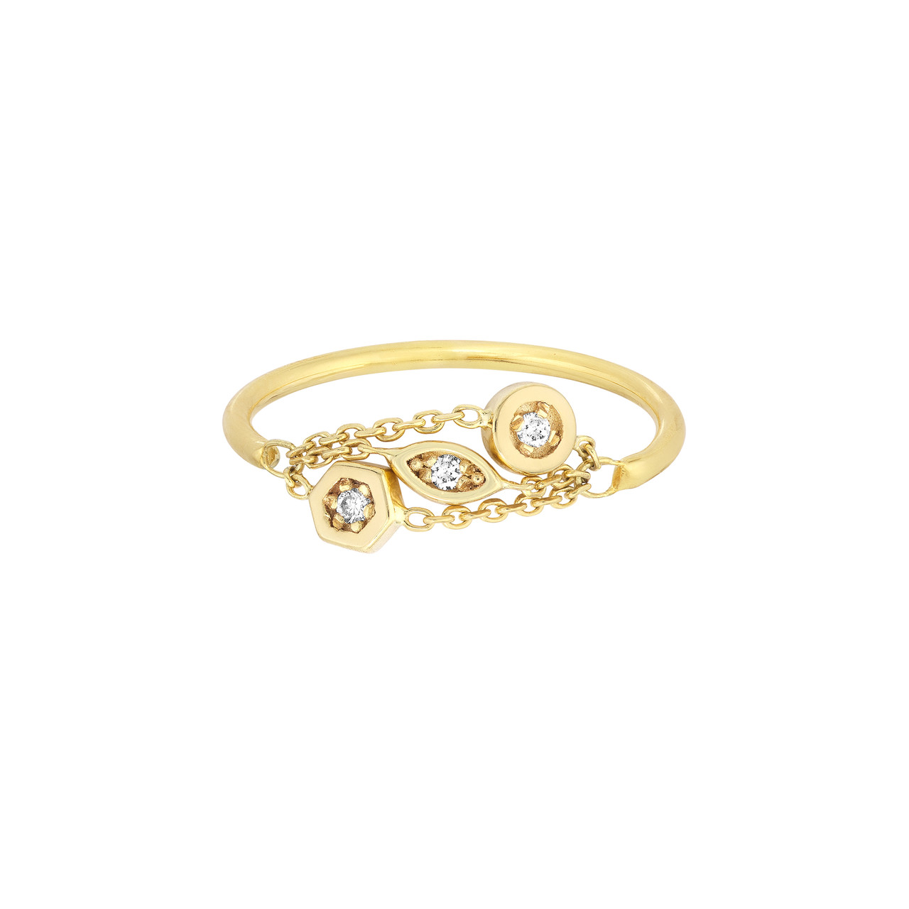 3.9pt Mixed Diamond Bezels on Chain Ring