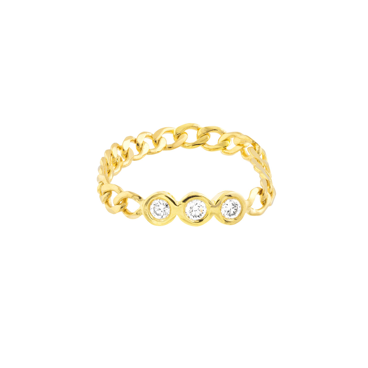 1/10ct Diamond Trio Curb Chain Ring