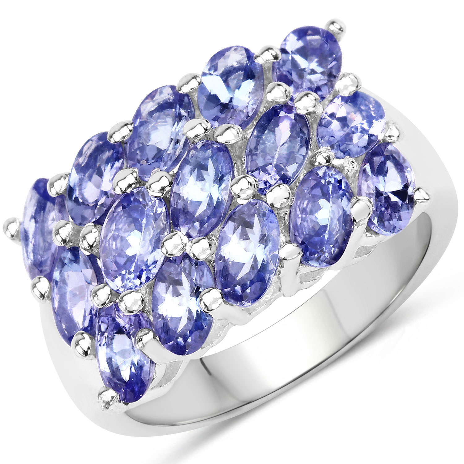 3.75 Carat Genuine Tanzanite .925 Sterling Silver Ring Regular Quality