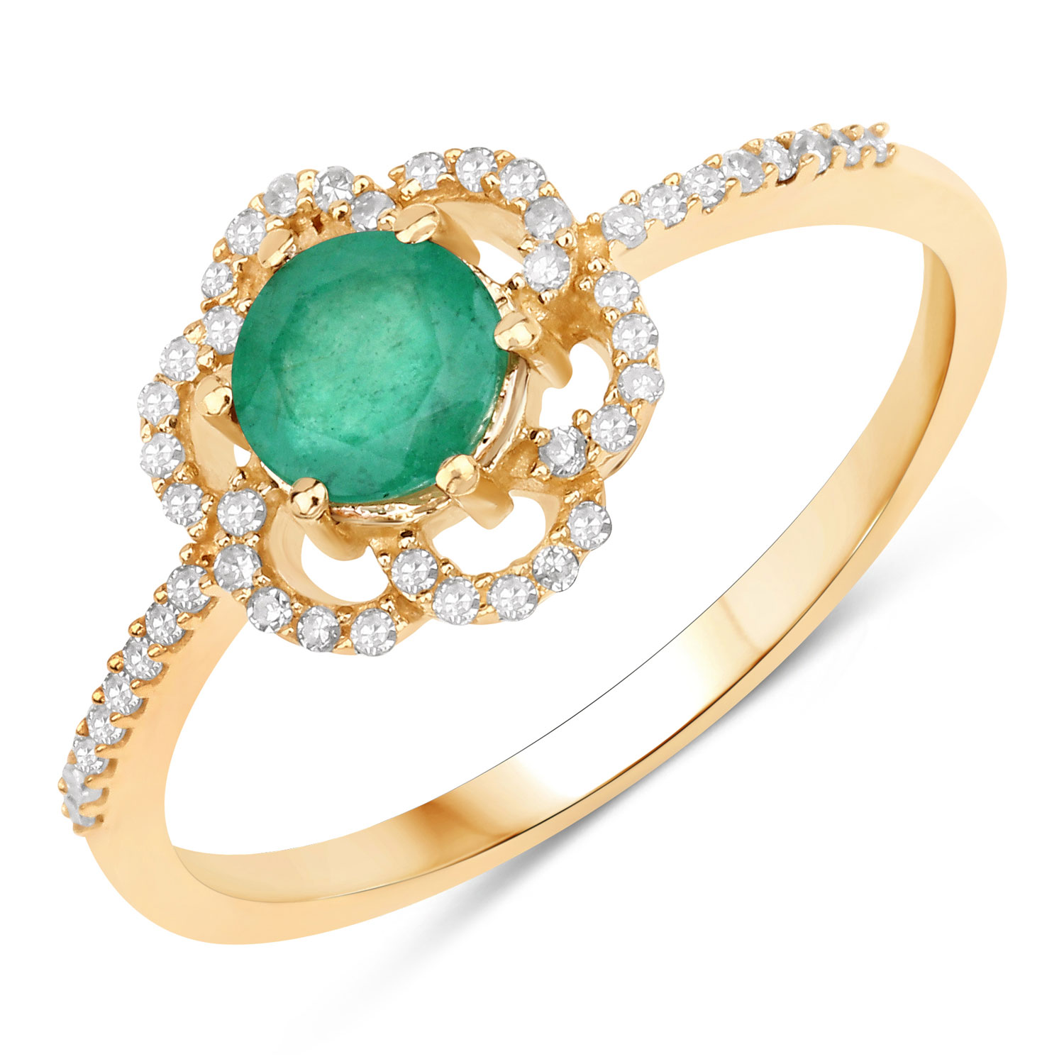 0.55 Carat Genuine Zambian Emerald and White Diamond