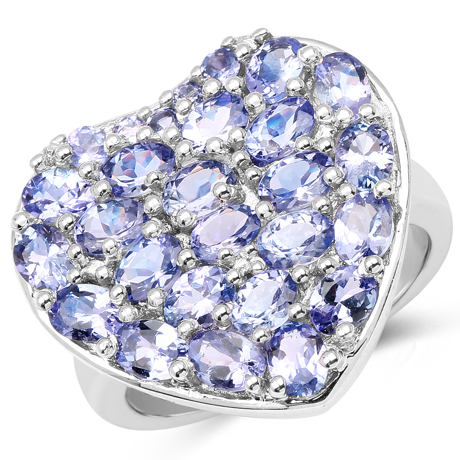 3.96 Carat Genuine Tanzanite .925 Sterling Silver Ring Regular Quality