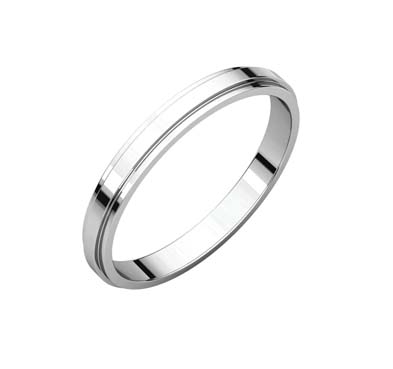 Ladies 2.5 mm Flat Edge Wedding Band Sterling Silver