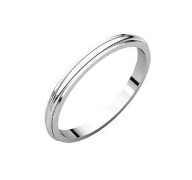 Ladies 2.0 mm Half Round Edge Wedding Band Sterling Silver