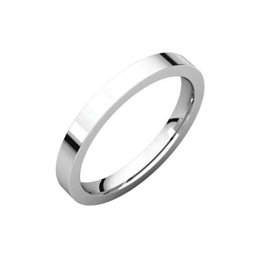 Ladies 2.0 mm Flat Comfort Fit Wedding Bands Sterling Silver