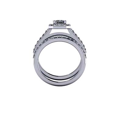 Emerald Cut Halo Style Engagement Ring 1.42 Carat Total Weight