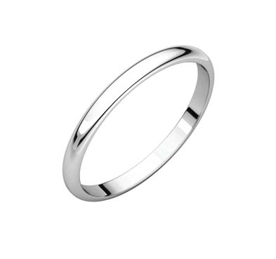 Ladies 2.0 mm Half Round Wedding Band Sterling Silver