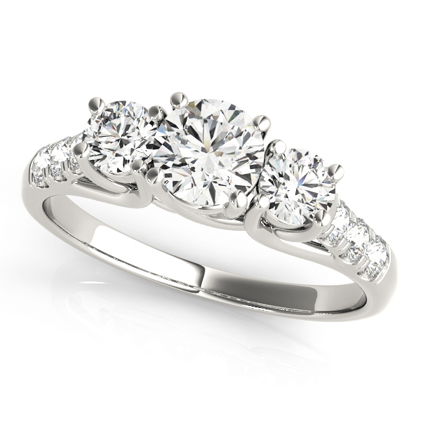 3 Stone Engagement Ring with Side Stones