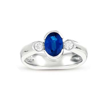 Sapphire & Diamond Ring 1.15 Carat Total Weight