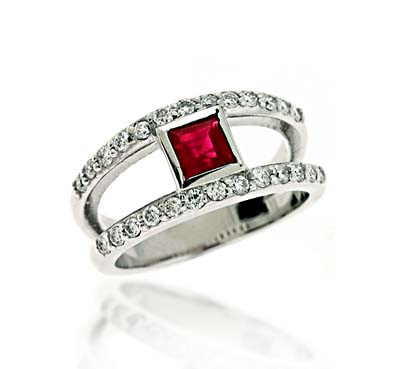 Genuine Ruby & Diamond Ring 1.45 Carat Total Weight