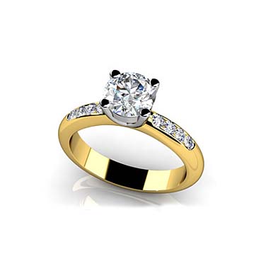 Raised Bridge Side Channel Engagement Ring 1.0 Carat Total Weight
